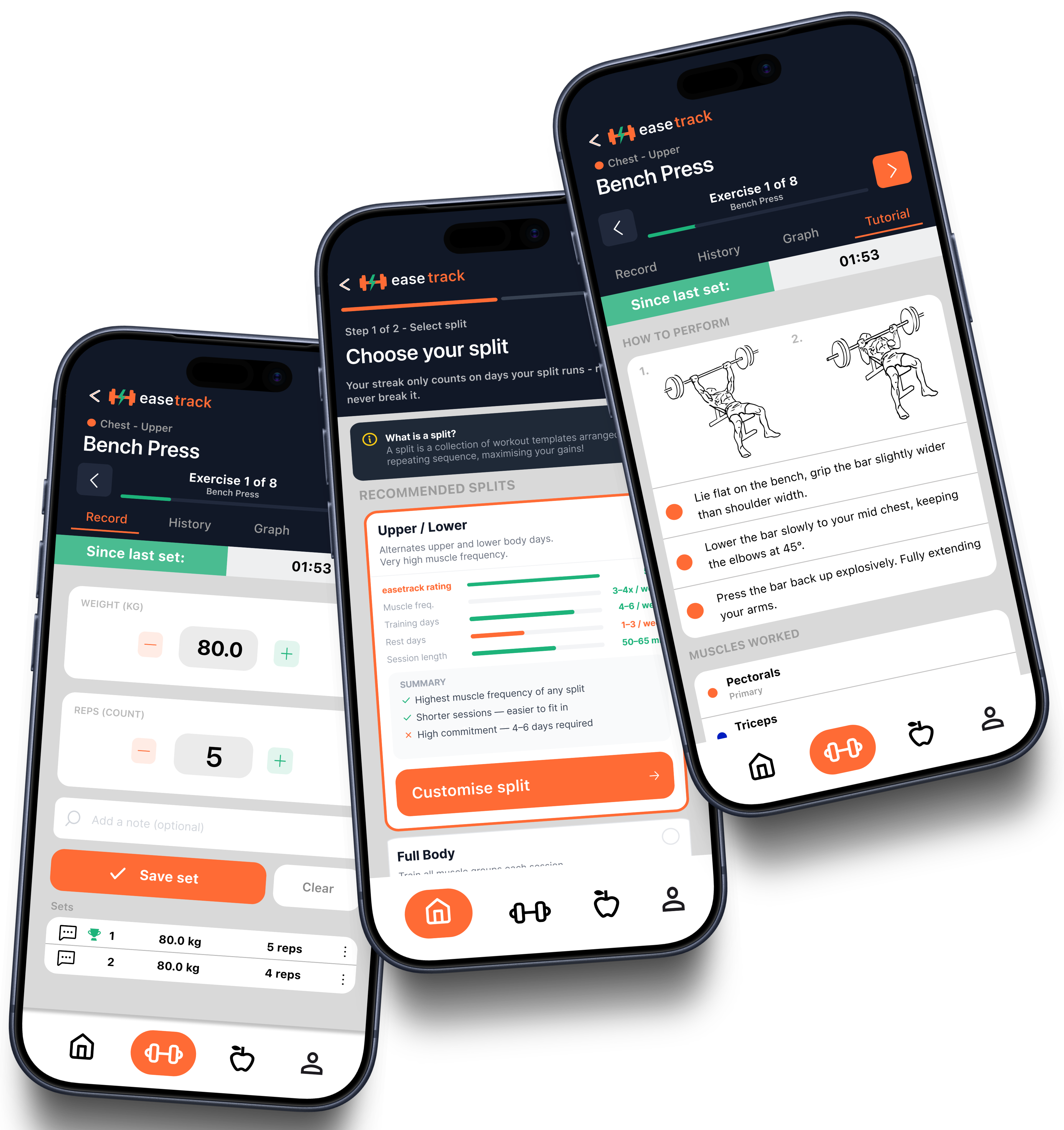 easetrack app screens